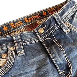 Rock Revival Bootcut Jeans Size 30, Rhinestone Button & Pocket Details. LN!